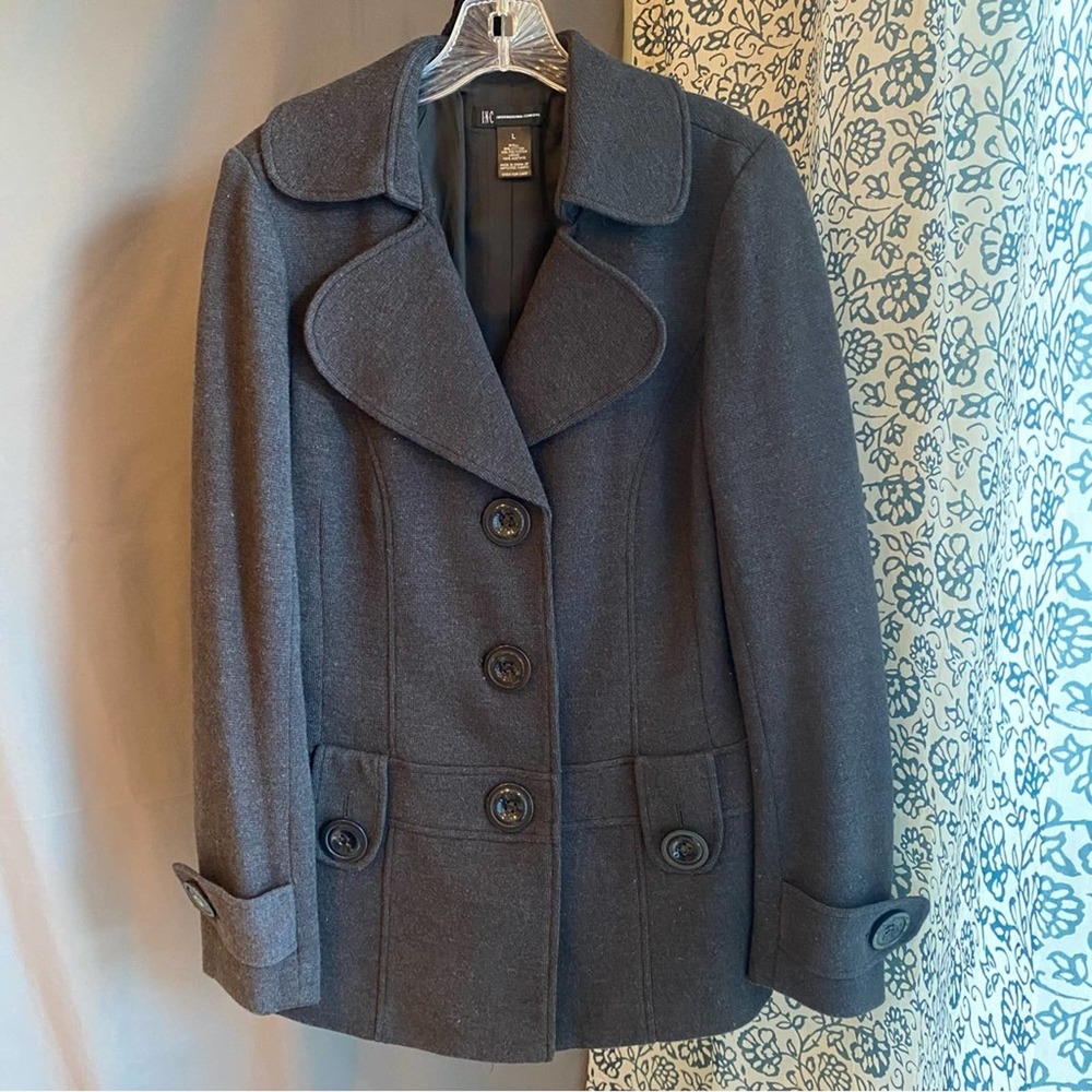 INC Grey Pea Coat Jacket